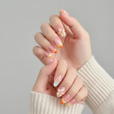 ColorBloom French Floral Almond Press On Nails