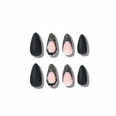 Black Edge Crystal Matte French Set | Removable and Reusable | Free Tool Kit Included