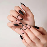 Black Edge Crystal Matte French Press On Nails