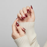 Elegant Red Floral Almond Instant Adhesive Press On Nails