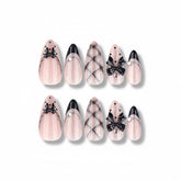 Gothic Black Bow Y2K Almond Instant Adhesive Press On Nails