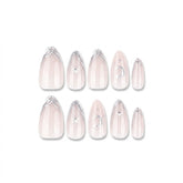 3D Silver Star Moon Almond Instant Adhesive Press On Nails