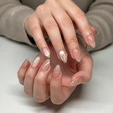 Nude Pink Cat Eye Bowknot Press On Nails