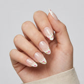 White French Rose Almond Press On Nails