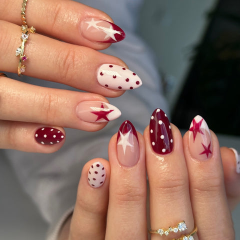 Polka Dot Minimalist Almond Salon Grade UV Gel Press On Nails