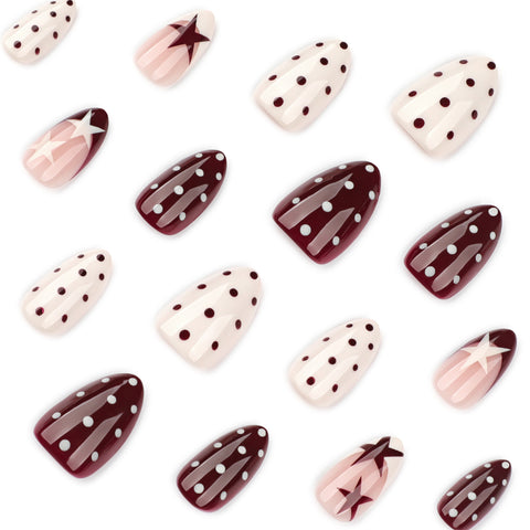 Polka Dot Minimalist Almond Salon Grade UV Gel Press On Nails